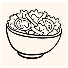 Fresh & Healthy Hand-Drawn Salad Bowl Outline