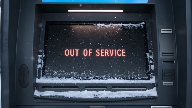 Snowy atm displaying out of service message
