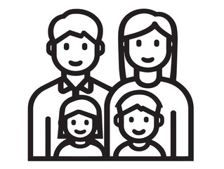 Sleek Family Icon Design in Elegant Minimalist 2D Vector Style