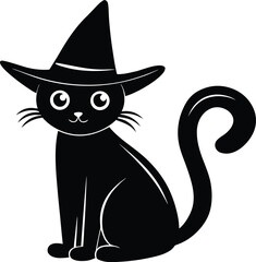 Black Cat in Witch Hat