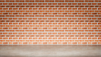 Inside the room, the floor is made of cement and the walls are made of bricks for advertising