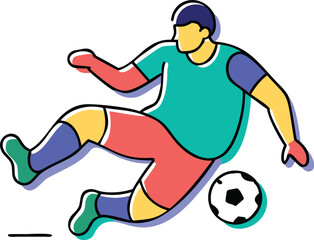 Colorful Soccer Player in Action, Dynamic Illustration