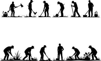 Naklejka premium Silhouettes of People Walking and Biking