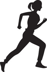 Runner Silhouette Vector | Jogging Running Man Woman Athlete Silhouette | Sports Fitness Clipart