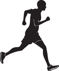 Runner Silhouette Vector | Jogging Running Man Woman Athlete Silhouette | Sports Fitness Clipart