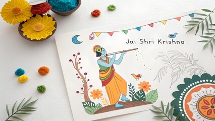 Obraz premium creative paper style on white indian traditional