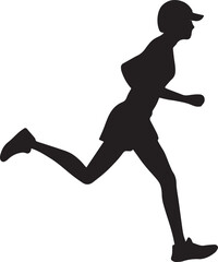Runner Silhouette Vector | Jogging Running Man Woman Athlete Silhouette | Sports Fitness Clipart