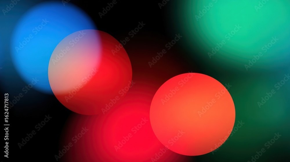 Poster colorful abstract circles with soft blur effect on dark background