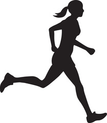 Runner Silhouette Vector | Jogging Running Man Woman Athlete Silhouette | Sports Fitness Clipart