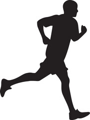 Runner Silhouette Vector | Jogging Running Man Woman Athlete Silhouette | Sports Fitness Clipart