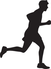 Runner Silhouette Vector | Jogging Running Man Woman Athlete Silhouette | Sports Fitness Clipart