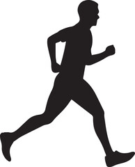 Runner Silhouette Vector | Jogging Running Man Woman Athlete Silhouette | Sports Fitness Clipart
