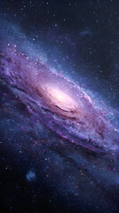 Ethereal Beauty in the Cosmos: A Stunning Blue and Purple Galaxy Illuminated with Celestial Mystique and Astounding Colors of the Deep Space Nebulae and Star Clusters