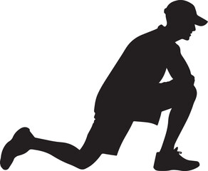 Runner Silhouette Vector | Jogging Running Man Woman Athlete Silhouette | Sports Fitness Clipart