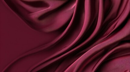 Fototapeta premium Elegant burgundy silk fabric draped in soft folds and shadows