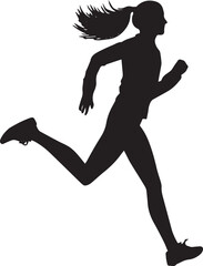 Runner Silhouette Vector | Jogging Running Man Woman Athlete Silhouette | Sports Fitness Clipart