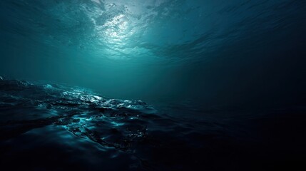 Obraz premium Deep Ocean View with Sunlight Reflection in Mysterious Waters