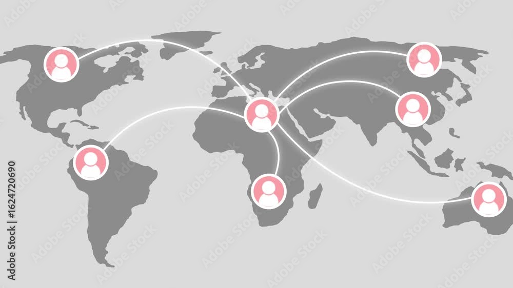 Poster social media futuristic digital world map showcasing global communication and networking map media m