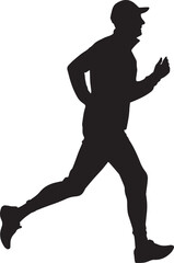Runner Silhouette Vector | Jogging Running Man Woman Athlete Silhouette | Sports Fitness Clipart