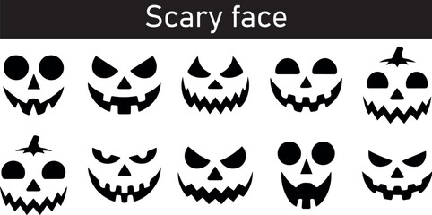 Fototapeta premium Dramatic silhouette of a scary face with intense expression isolated on transparent background