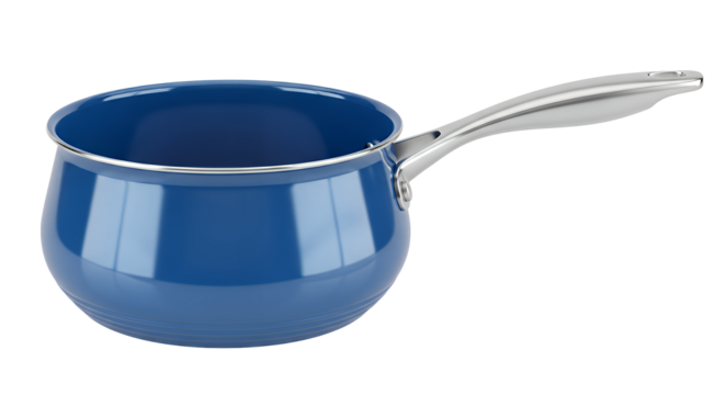 Stunning blue pot with sleek handle ready for delicious sauces and gourmet cooking creations