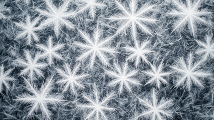 Close up view of intricate frost patterns resembling delicate snowflakes on window, showcasing beauty of winter natural artistry. icy formations create mesmerizing and serene scene