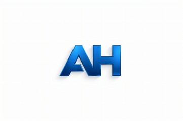 Blue 3D initials AH on white, logo design, branding