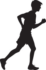 Runner Silhouette Vector | Jogging Running Man Woman Athlete Silhouette | Sports Fitness Clipart