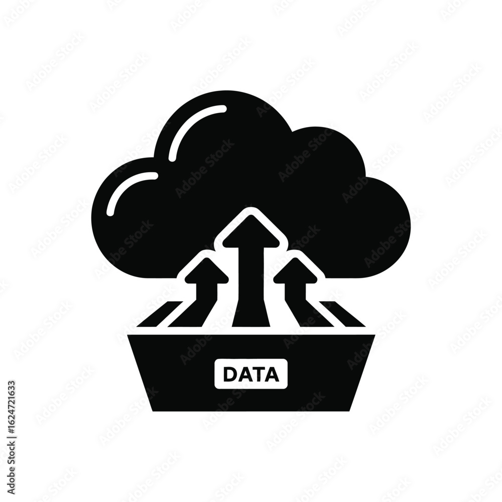 Poster cloud data upload and transfer icon