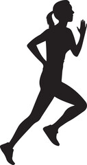 Runner Silhouette Vector | Jogging Running Man Woman Athlete Silhouette | Sports Fitness Clipart