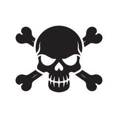 Creepy Skull and Crossbones Silhouette Icon Design for Halloween
