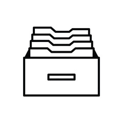 Simple outline icon of a file cabinet with folders
