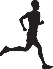 Runner Silhouette Vector | Jogging Running Man Woman Athlete Silhouette | Sports Fitness Clipart