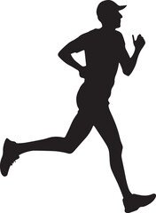 Runner Silhouette Vector | Jogging Running Man Woman Athlete Silhouette | Sports Fitness Clipart