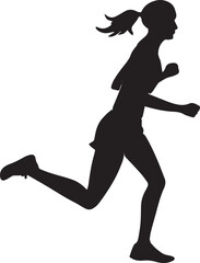 Runner Silhouette Vector | Jogging Running Man Woman Athlete Silhouette | Sports Fitness Clipart