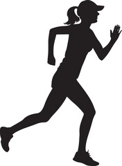 Runner Silhouette Vector | Jogging Running Man Woman Athlete Silhouette | Sports Fitness Clipart