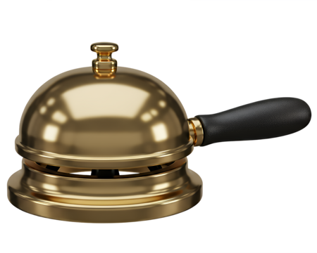 Elegant gold service bell ready for prompt attention in hotels or concierge service renders