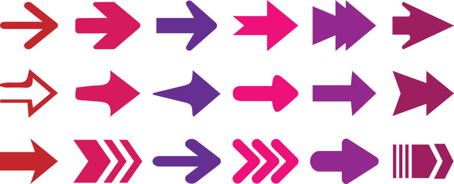 Arrows big black set icons. Arrow icon. Arrow vector collection. Arrow. Cursor. Modern simple arrows. Vector illustration. 