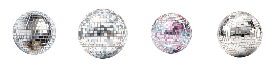 Disco Balls Collection on White Background