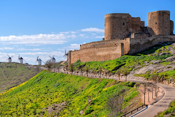 Spain. Andalusia. Famous windmills in Consuegra. Castilla la mancha
