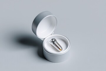 Dental implant component in an open sterile case for dental procedures