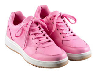 Worn Pink Sneakers with Dirt Smudges and Creased Fabric, Realistic Lifestyle Look, Transparent Background
