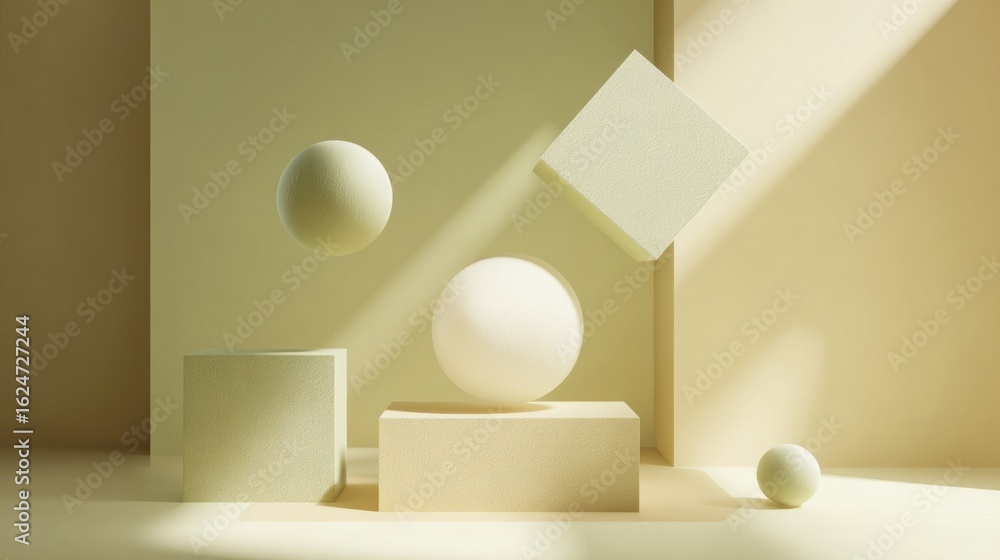 Aufkleber abstract composition of geometric shapes on a soft background