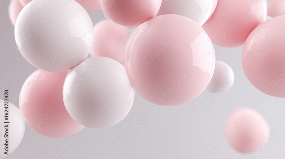 Sticker soft pastel spheres floating in air with subtle light reflection