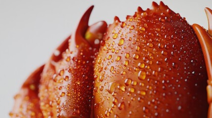 Close-up of a wet, orange crab's shell
