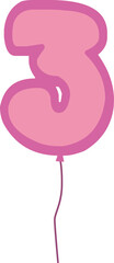 Number 3 party balloon illustration