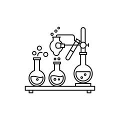 Obraz premium Thin Outline Icon of Microscale Chemistry Setup