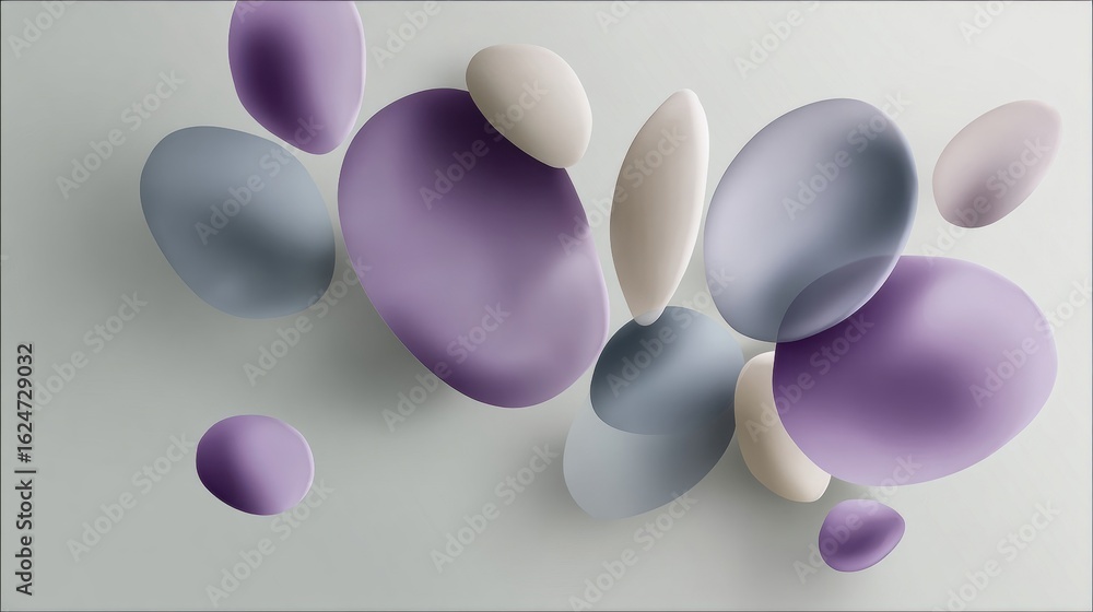 Canvas Prints abstract shapes in soft purple and gray colors on a light background