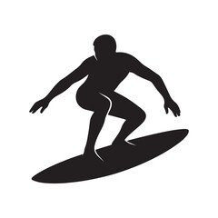 Silhouette illustration of a surfer on a wave