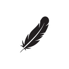 Black feather graphic on white background quill writing